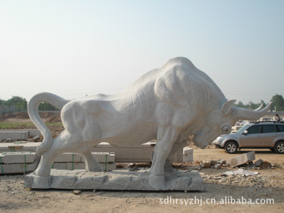 【低價銷售優質石雕產品,石雕動物,拓荒牛】價格,廠家,圖片,石膏、石料工藝品,山東恒銳石業-